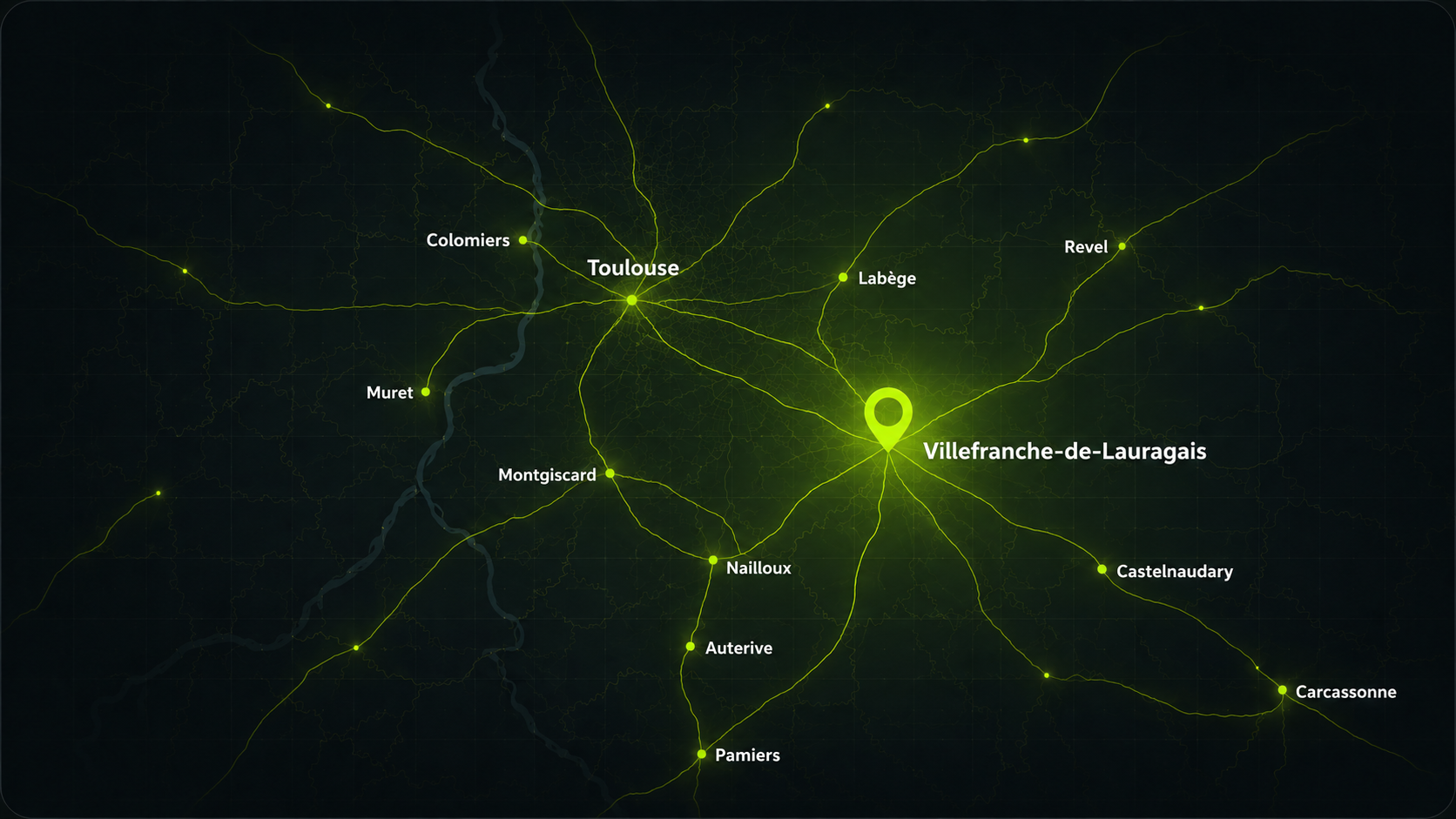 Carte des interventions autour de Toulouse, Villefranche-de-Lauragais, Montgiscard, Nailloux, Labège, Castelnaudary, Revel, Muret, Colomiers et Auterive